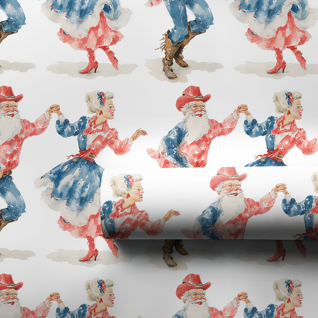 Line Dance with Santa - Wrapping Paper