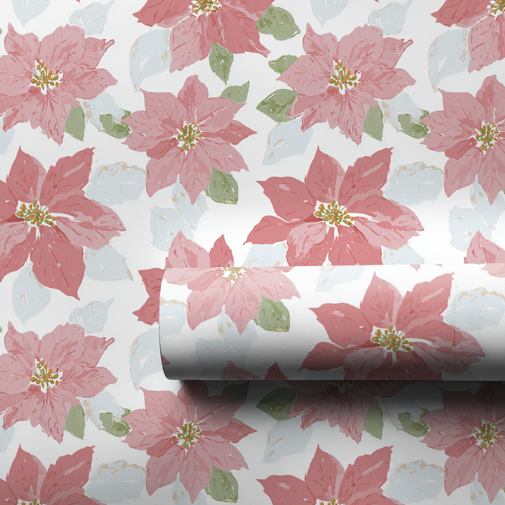 Pastel Poinsettas - Wrapping Paper