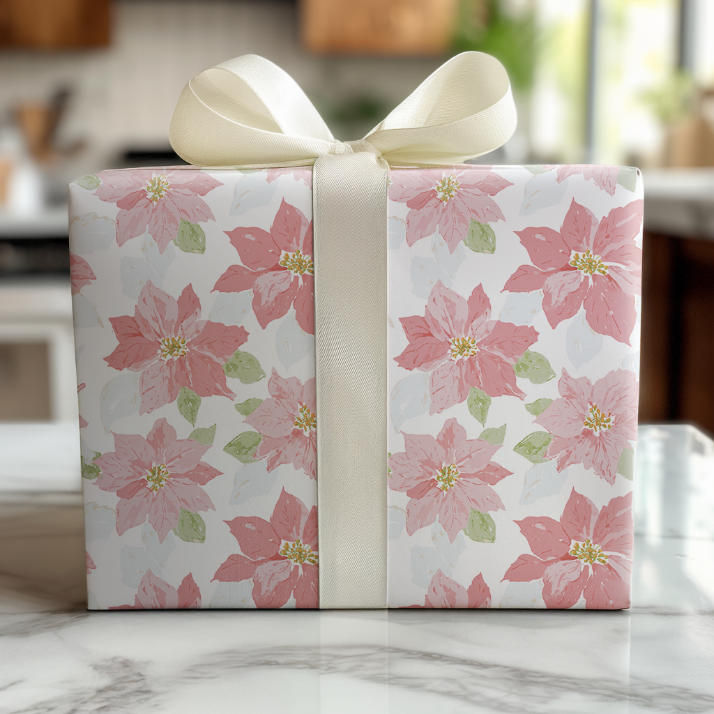 Pastel Poinsettas - Wrapping Paper