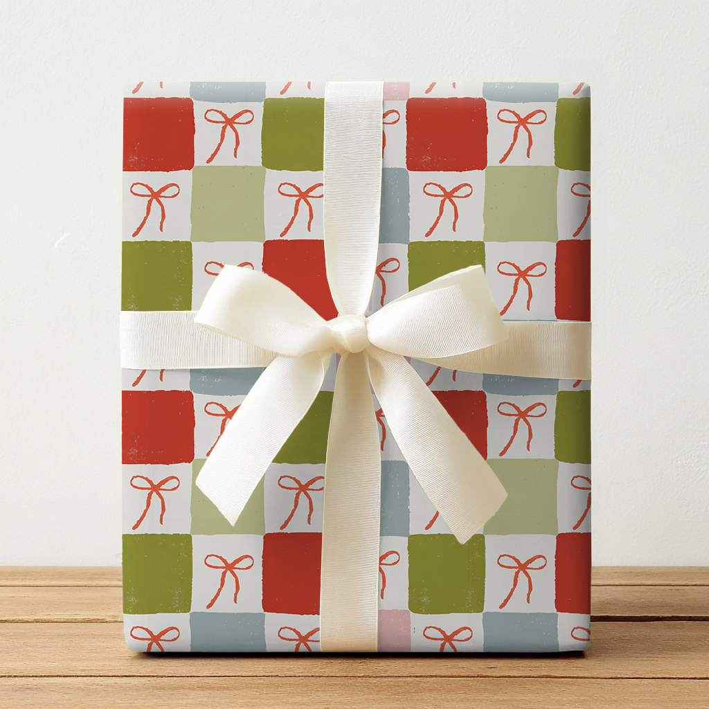 Checkered Bows - Wrapping Paper
