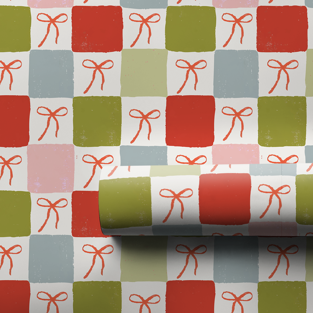 Checkered Bows - Wrapping Paper