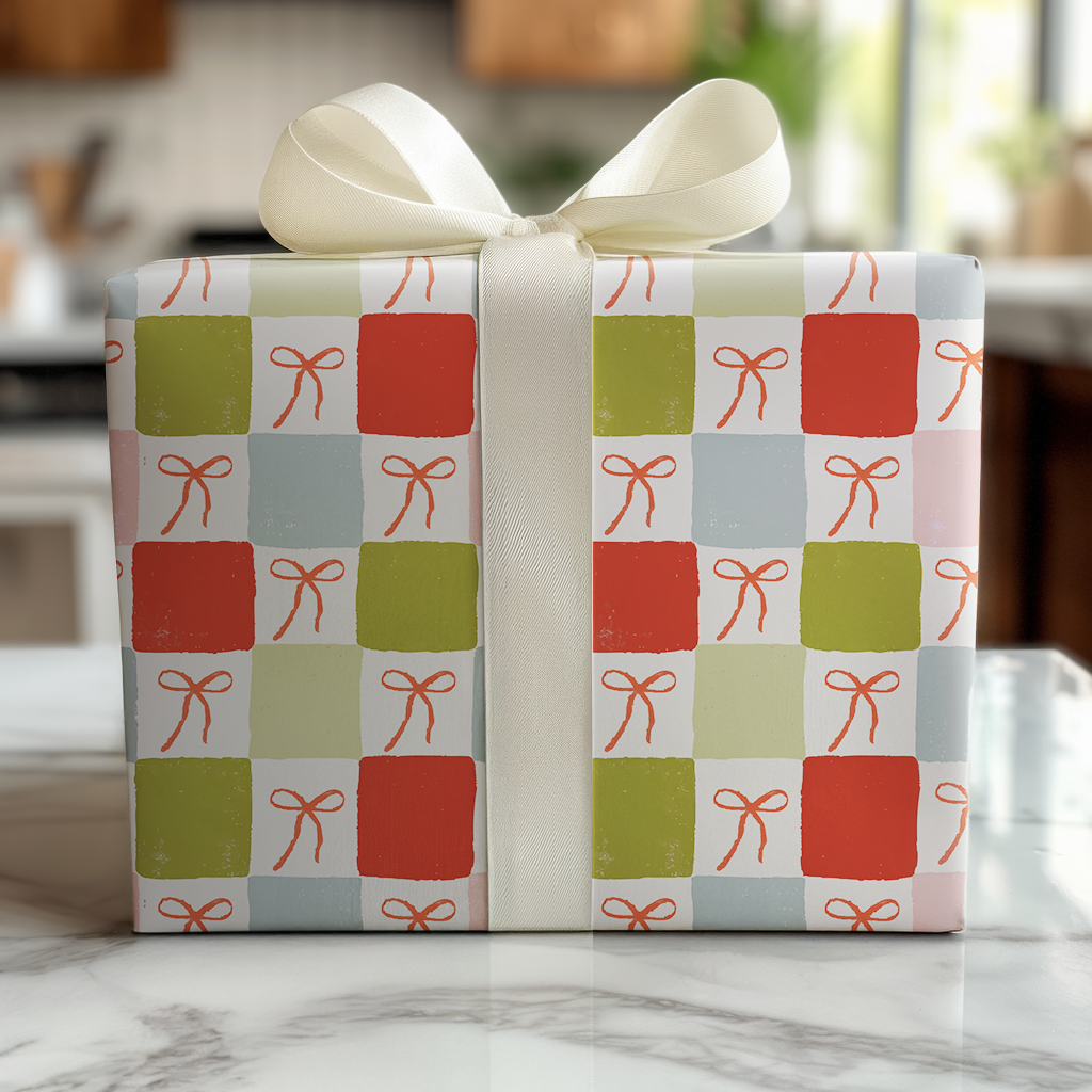 Checkered Bows - Wrapping Paper