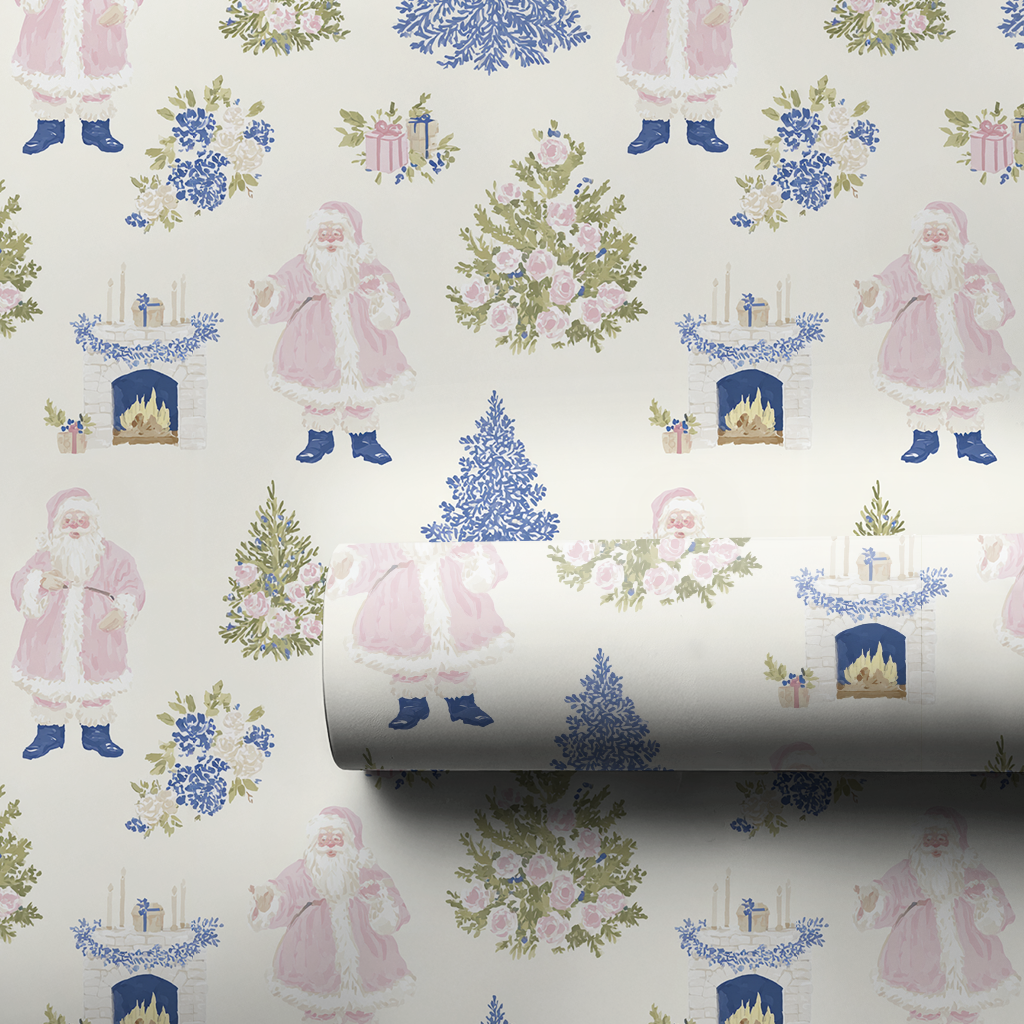 Floral Santa - Wrapping Paper