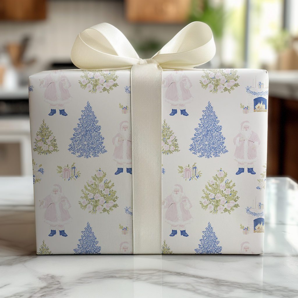 Floral Santa - Wrapping Paper