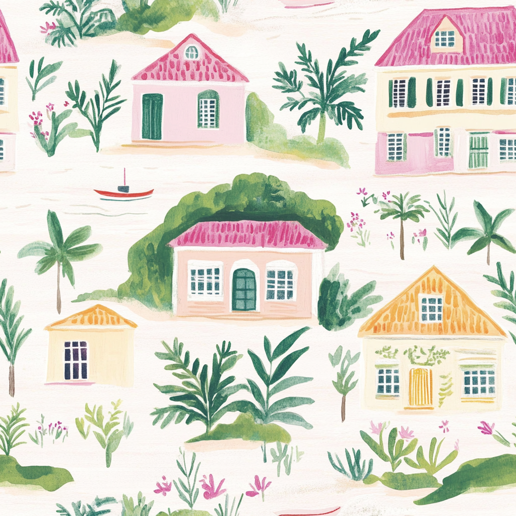 Seaside Village Wallpaper