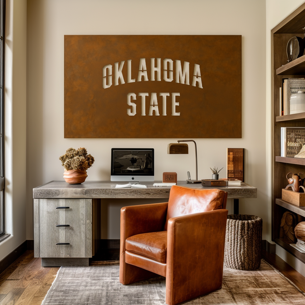 The Oklahoma State- Metal Wall Art - Landscape Umber