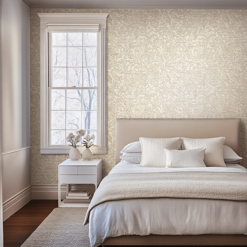 Birdsong Faux Grasscloth Wallpaper