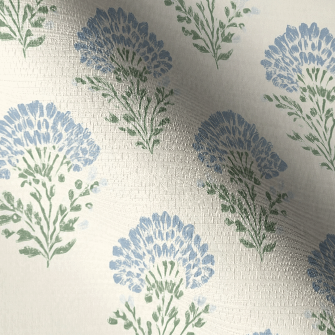 Blooming Blues Faux Grasscloth Wallpaper - Painted Paper