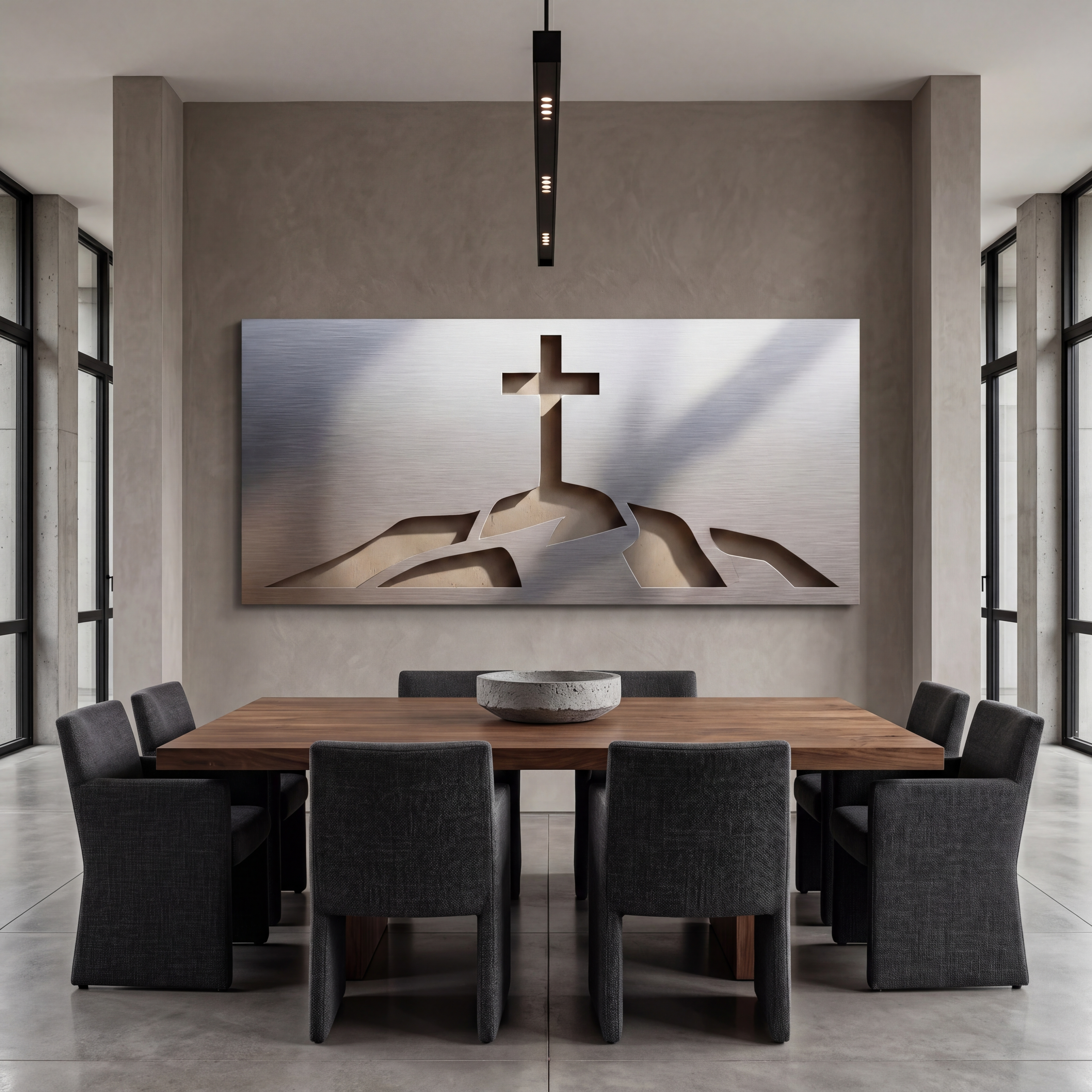 The Cross Upon The Hill - Metal Wall Art