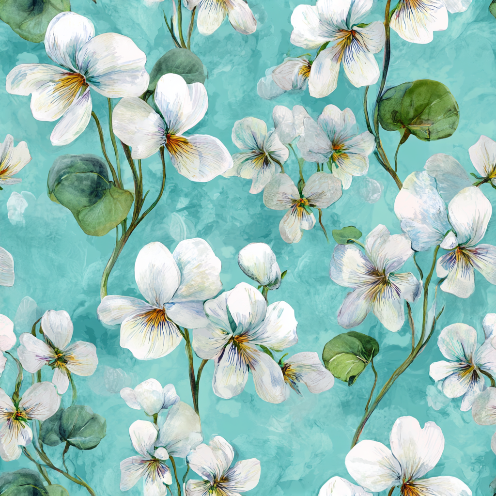 White Violets Blue Wallpaper