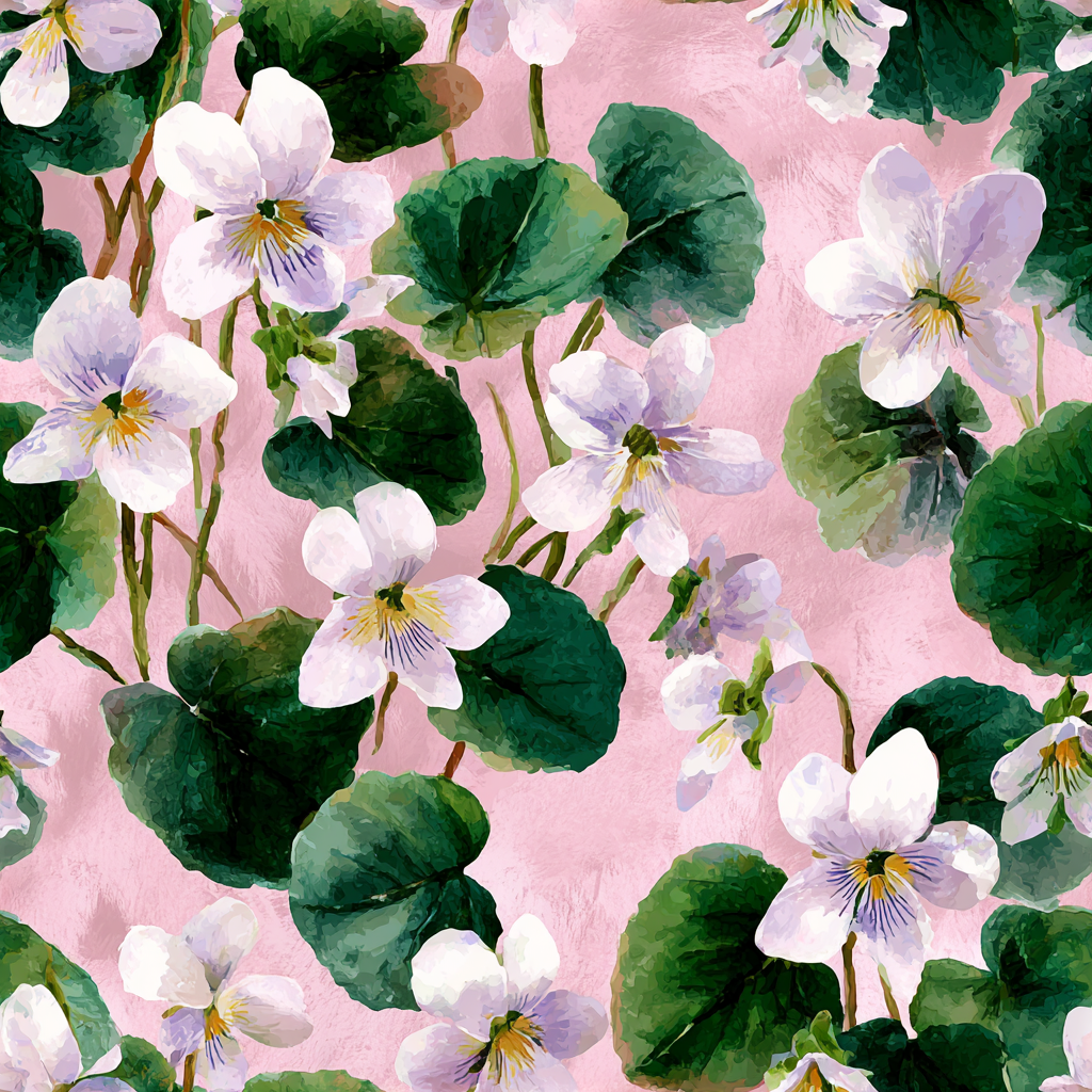 White Violets Pink Wallpaper