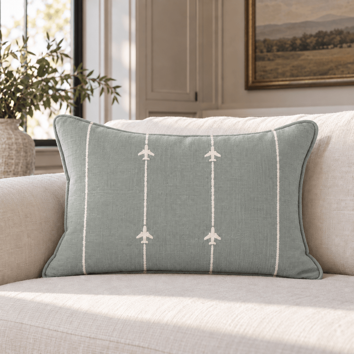 Airplane Stripes Throw Pillow - Benton Lane Home - Hillcroft Home