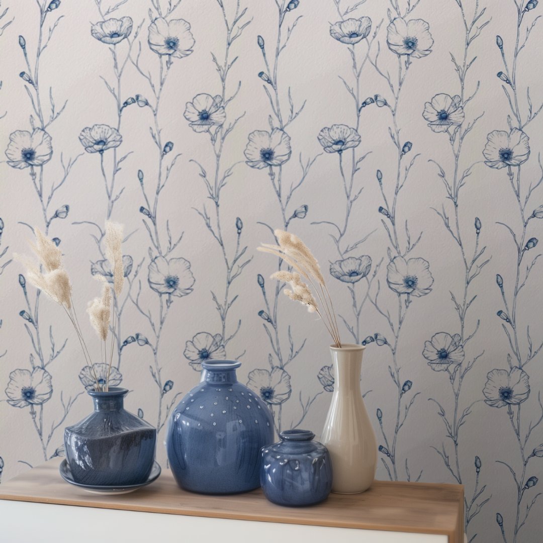 Alice Poppy Wallpaper - Benton Lane Home - Painted Paper