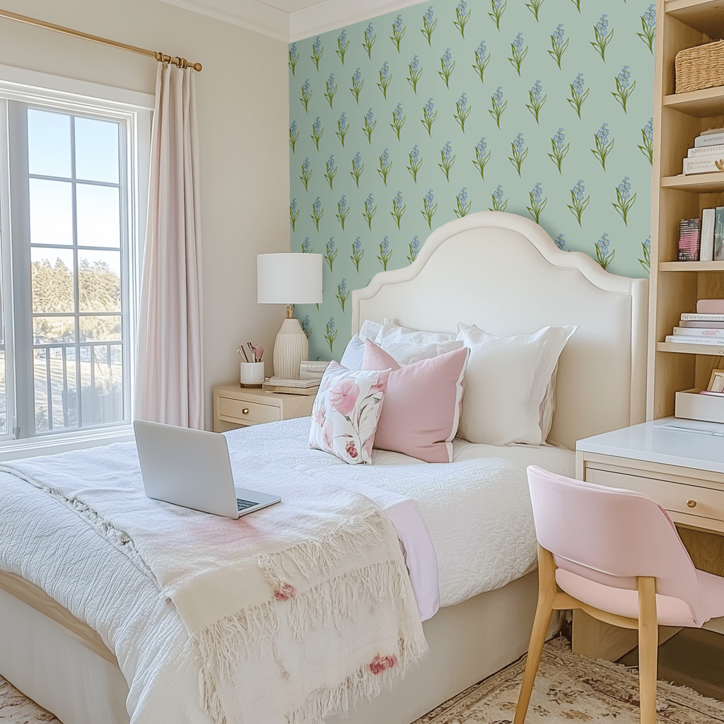 Alpha Phi Forget Me Not Wallpaper - Benton Lane Home - Lemon Park