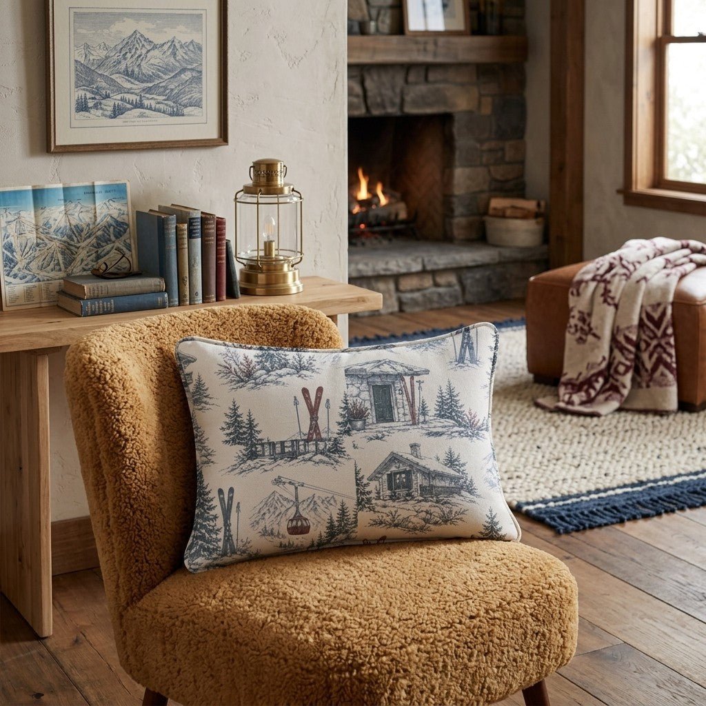 Alpine Ski Retreat Throw Pillow - Hillcroft Home