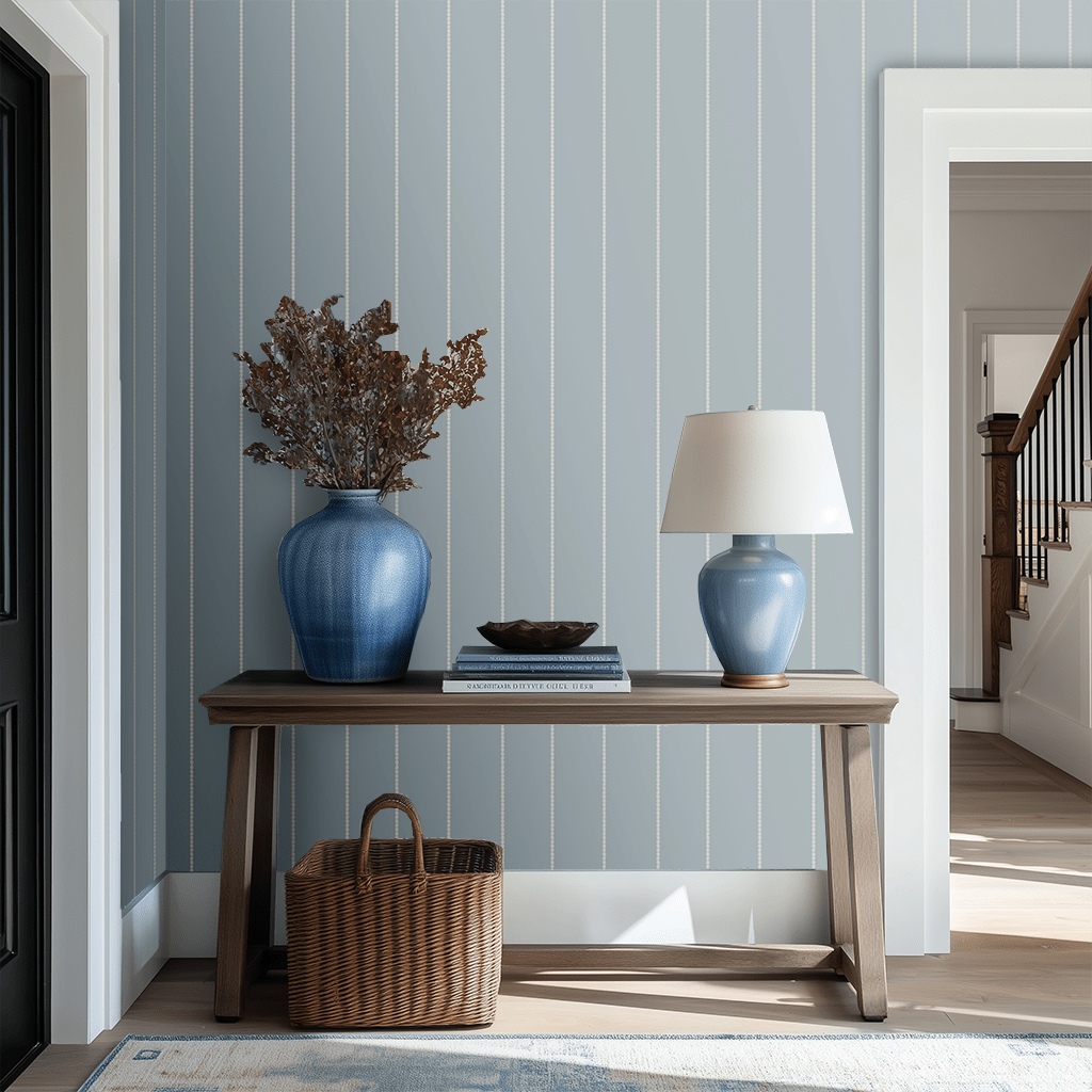 Araminta Blue Wallpaper - Benton Lane Home - Painted Paper