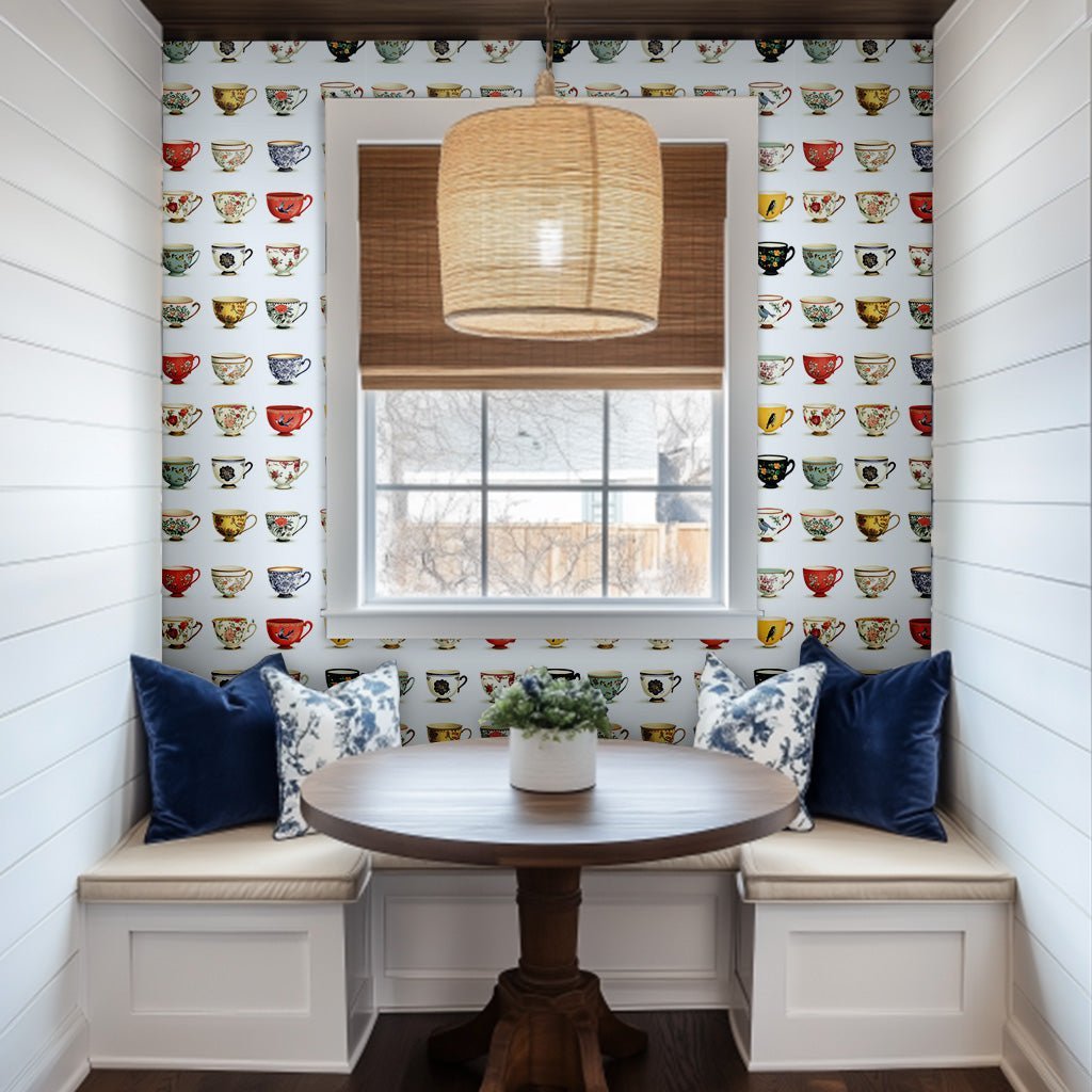 Aspen Tea Cups Wallpaper - Benton Lane Home - Painted Paper
