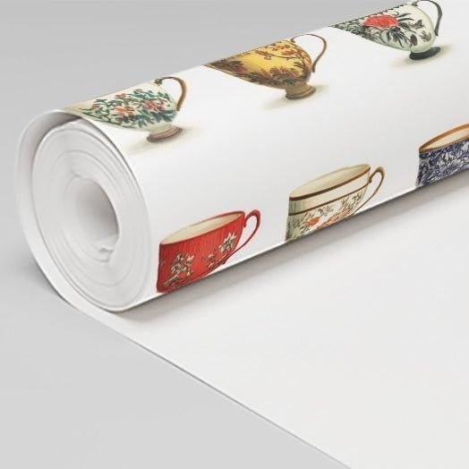 Aspen Tea Cups Wallpaper - Benton Lane Home - Painted Paper