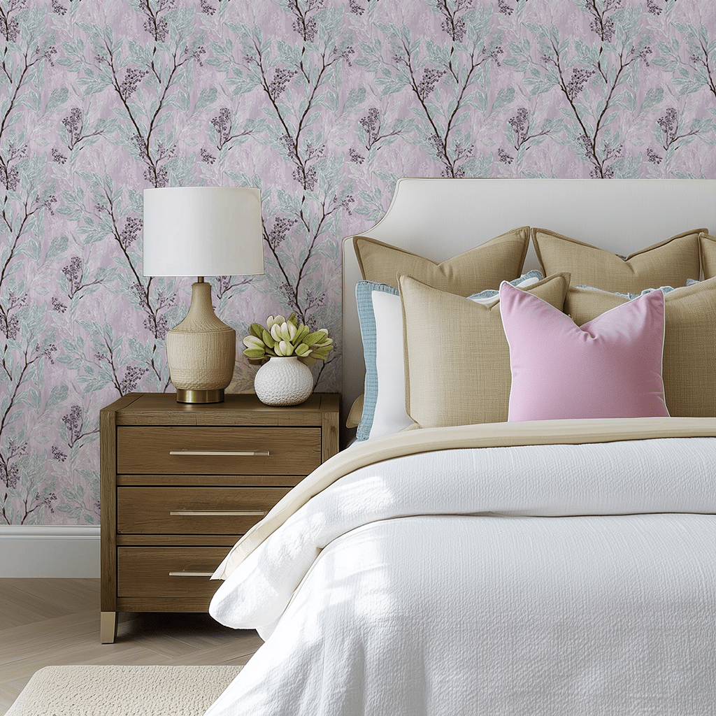 Aster Branches Wallpaper - Benton Lane Home - Lemon Park
