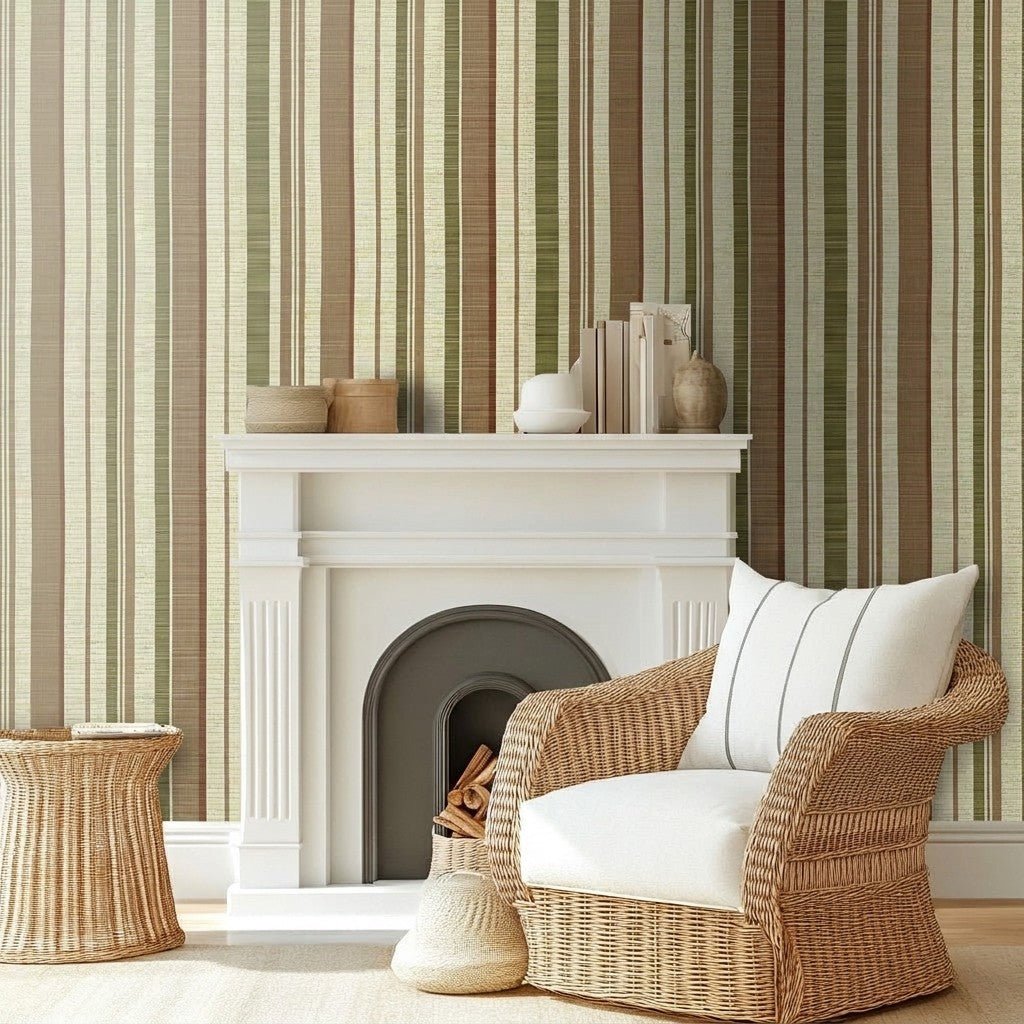 Autumn Grove Faux Grasscloth Wallpaper - Painted Paper