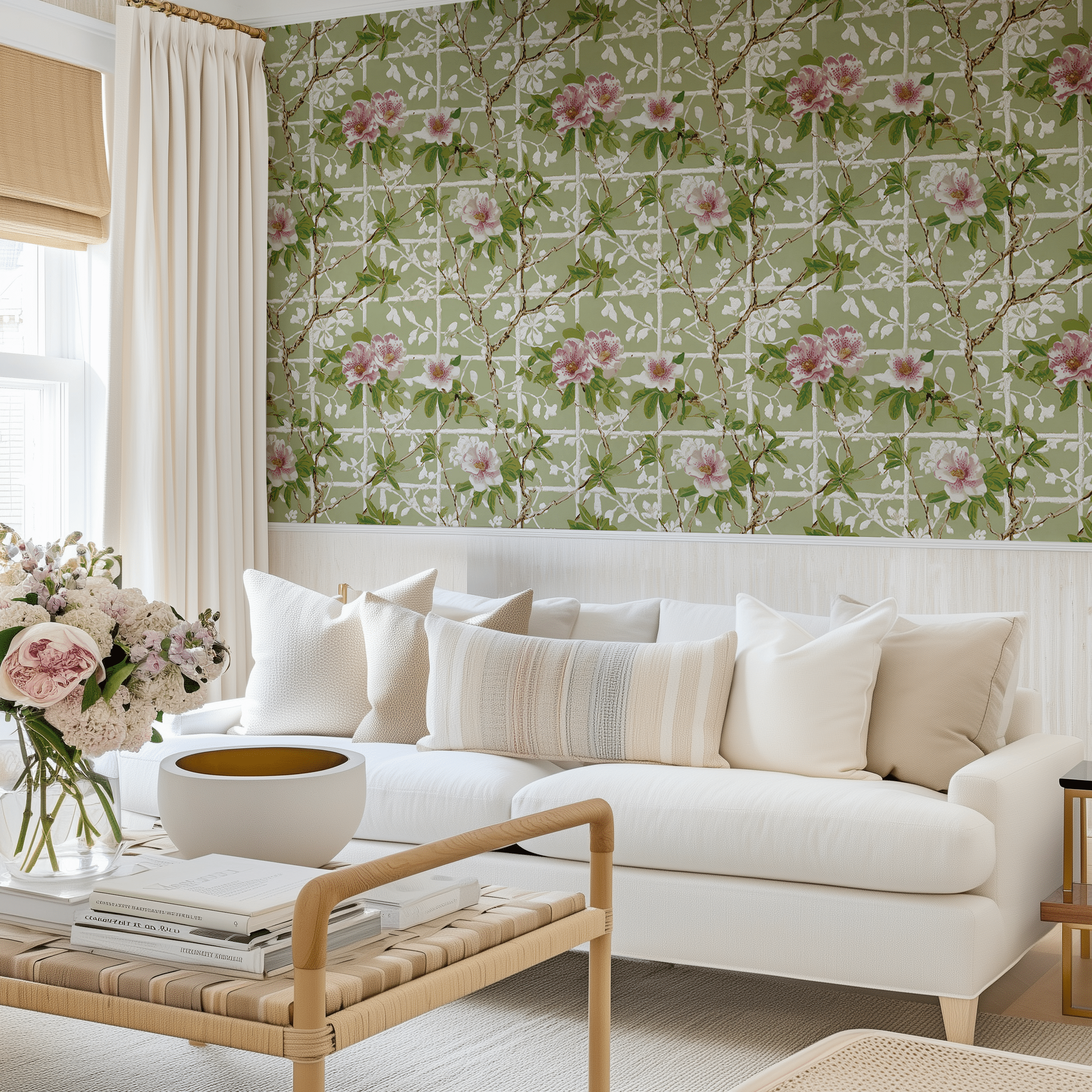 Azalea Trellis Wallpaper - Painted Paper