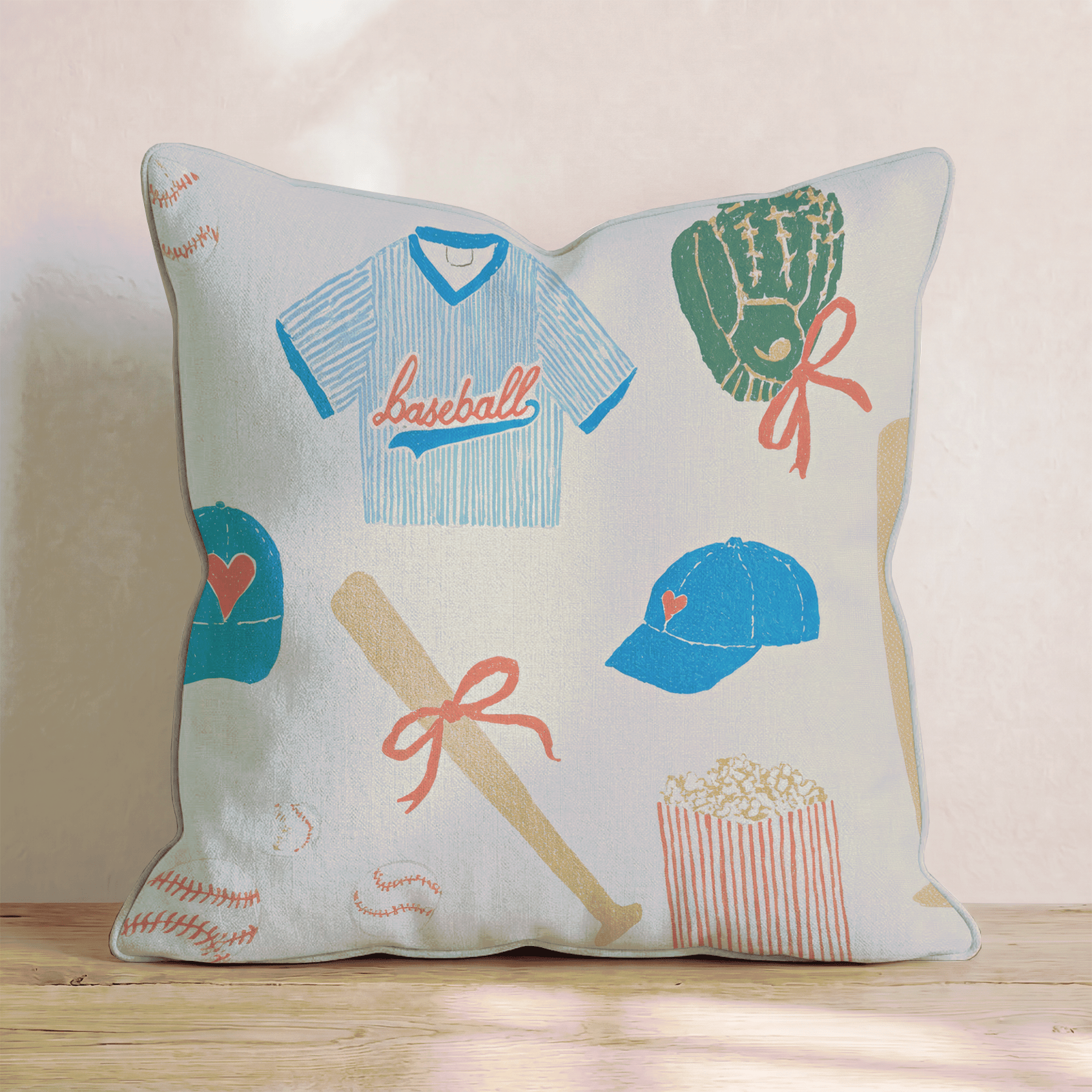 Baseball & Bows Throw Pillow - Benton Lane Home - Hillcroft Home