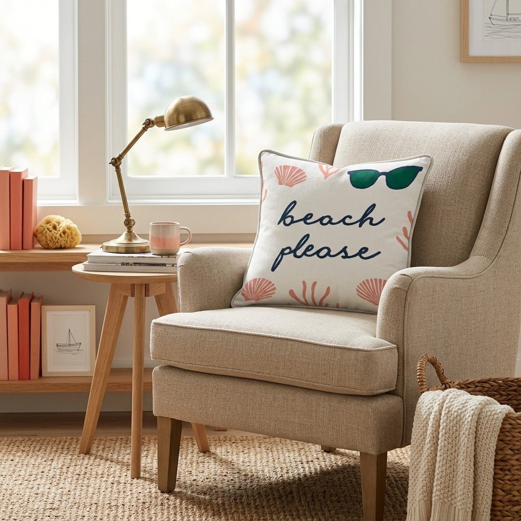 Beach Please Throw Pillow - Hillcroft Home