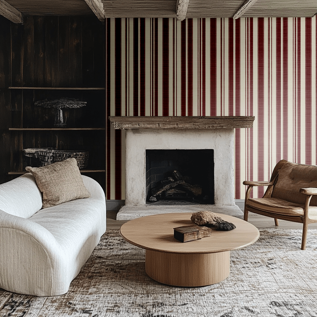 Beauregard Abstract Red Stripes Wallpaper - Benton Lane Home - Anthem Classic