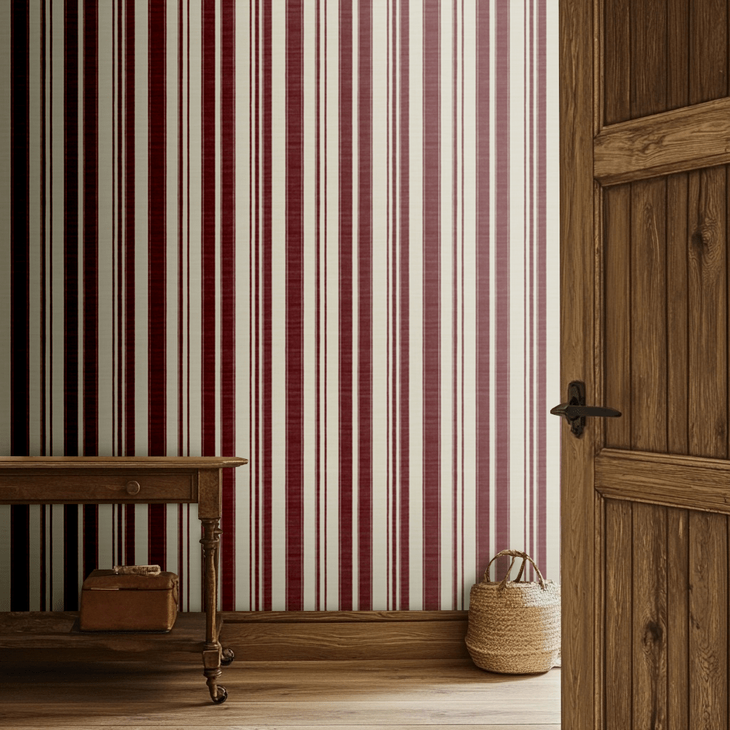 Beauregard Abstract Red Stripes Wallpaper - Benton Lane Home - Anthem Classic