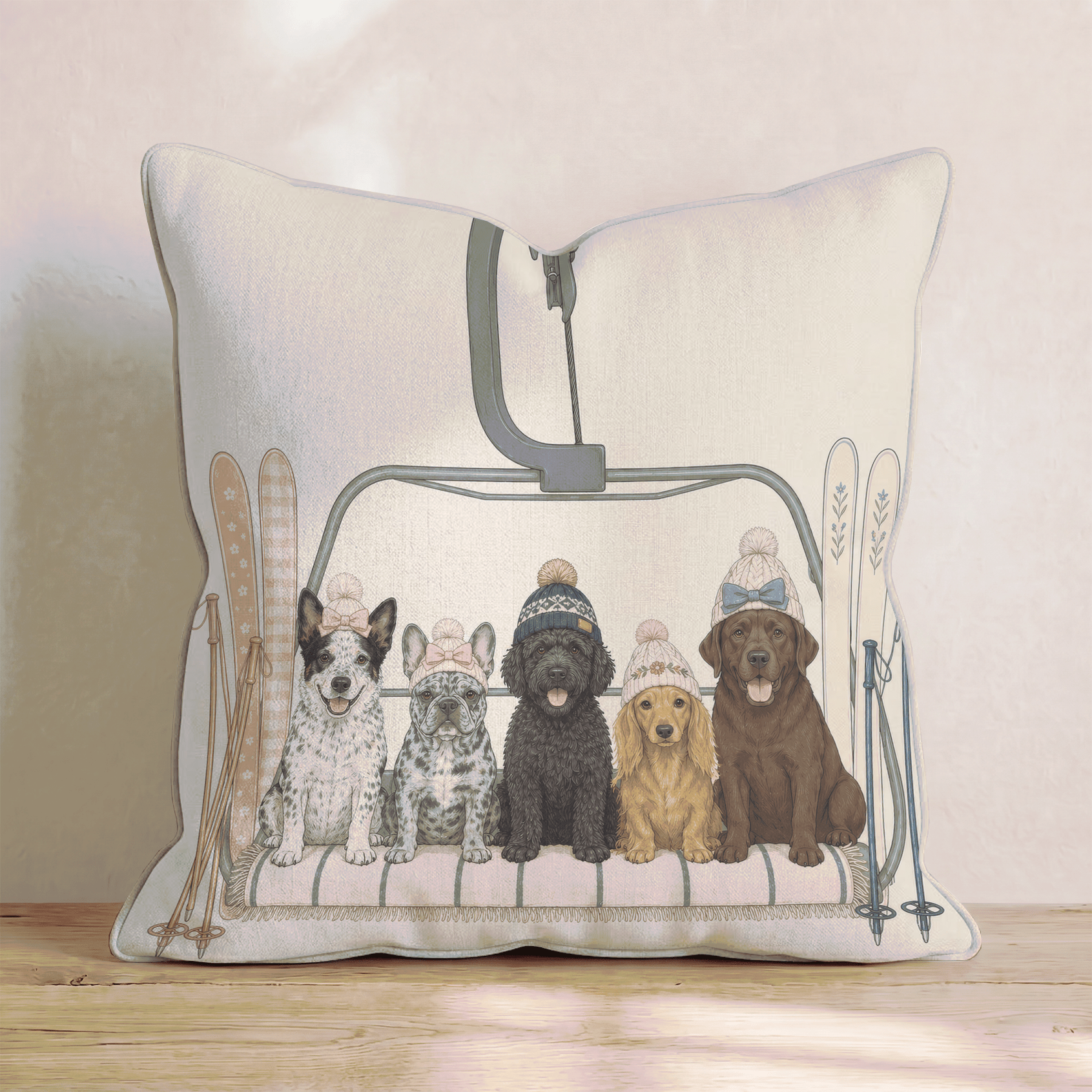 Benton Ski Pups Throw Pillow - Benton Lane Home - Hillcroft Home