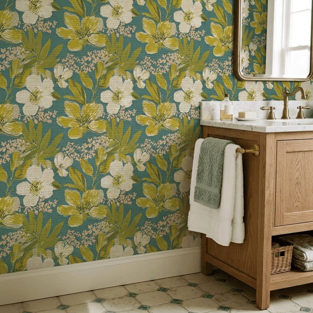 Bernadette Faux Grasscloth Wallpaper - Lemon Park