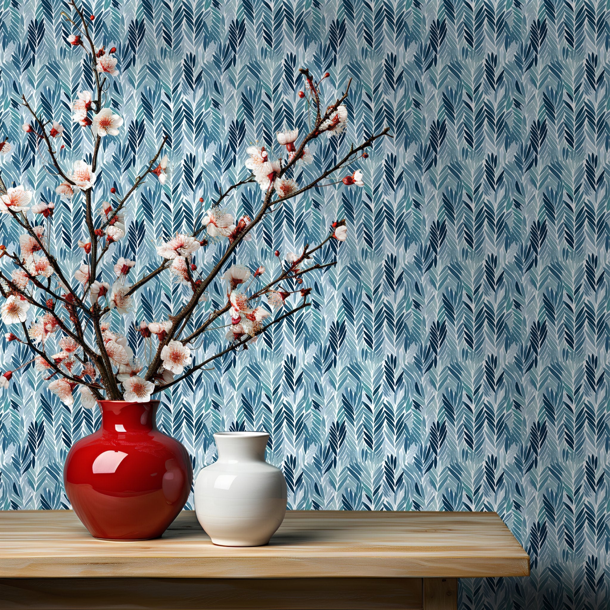 Bertie Blue Wallpaper - Benton Lane Home - Painted Paper