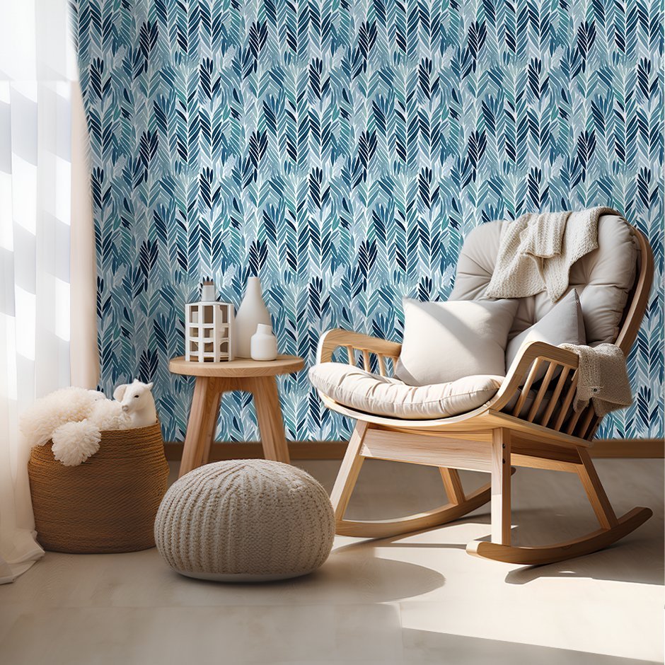 Bertie Blue Wallpaper - Benton Lane Home - Painted Paper