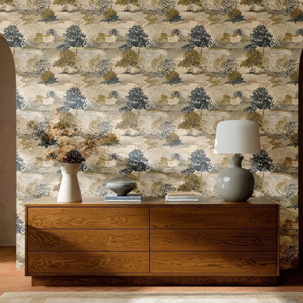 Beyond the Gate Faux Grasscloth Wallpaper - Lemon Park