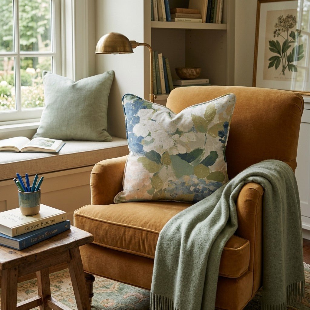 Birdie Floral Throw Pillow - Hillcroft Home