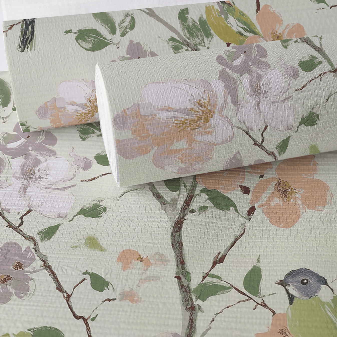 Birdsong Grove Faux Grasscloth Wallpaper - Lemon Park