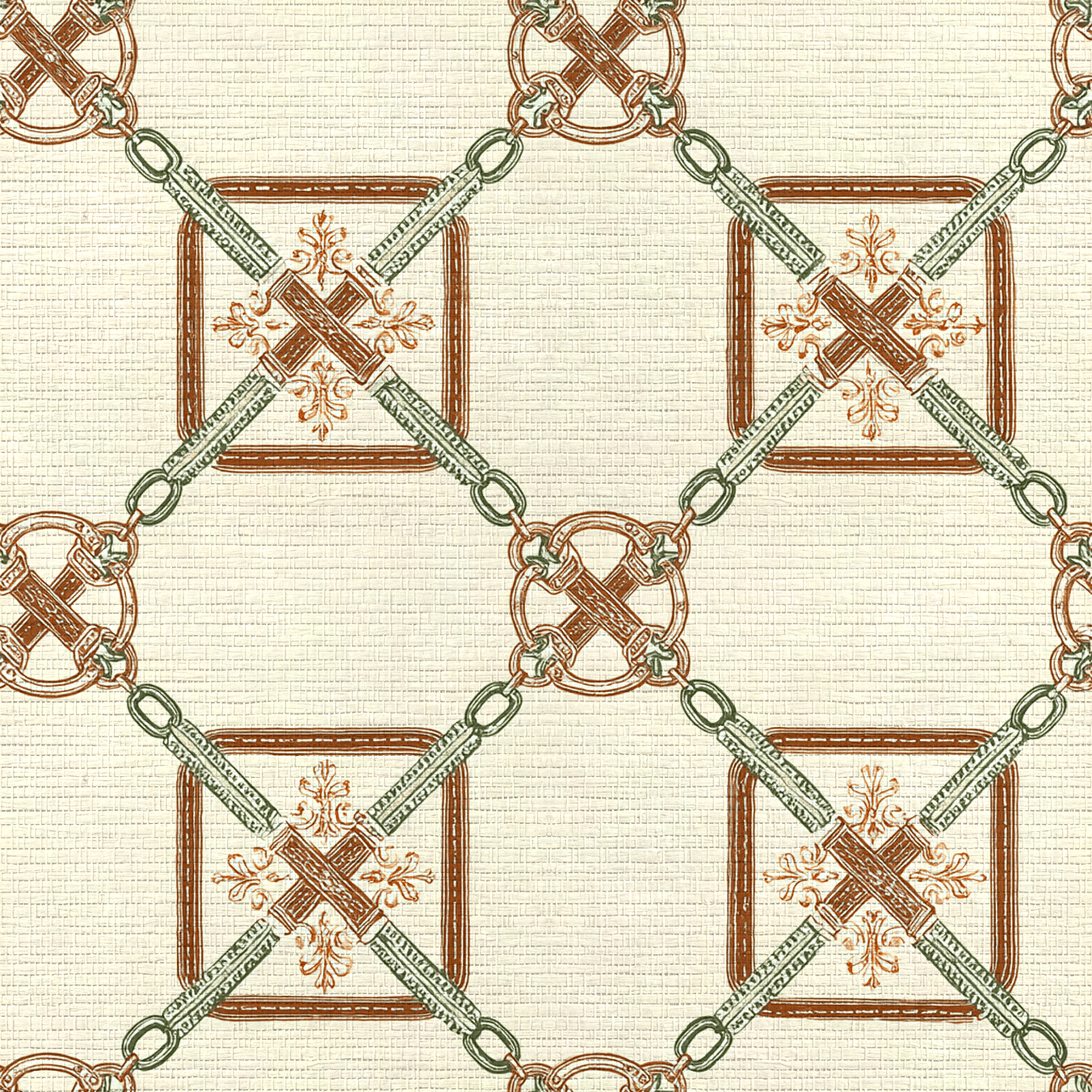 Bit & Bridle Lattice Faux Grasscloth Wallpaper - Painted Paper