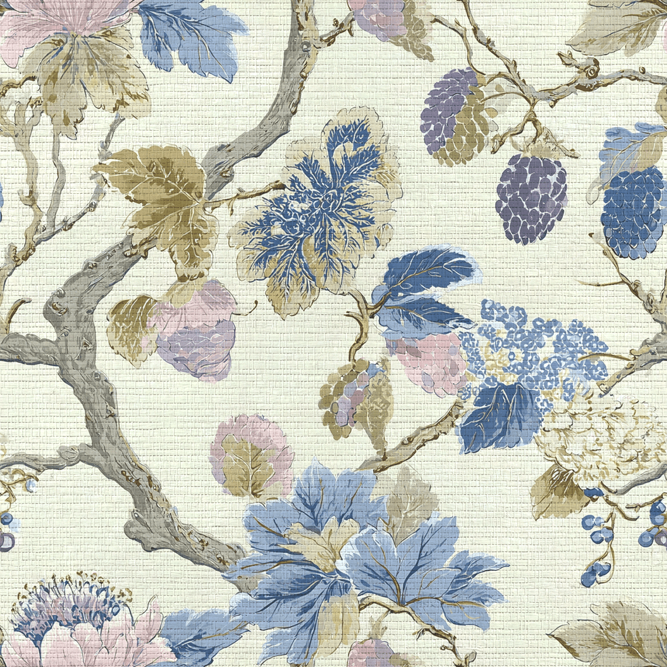 Blackberry & Bloom Faux Grasscloth Wallpaper - Lemon Park