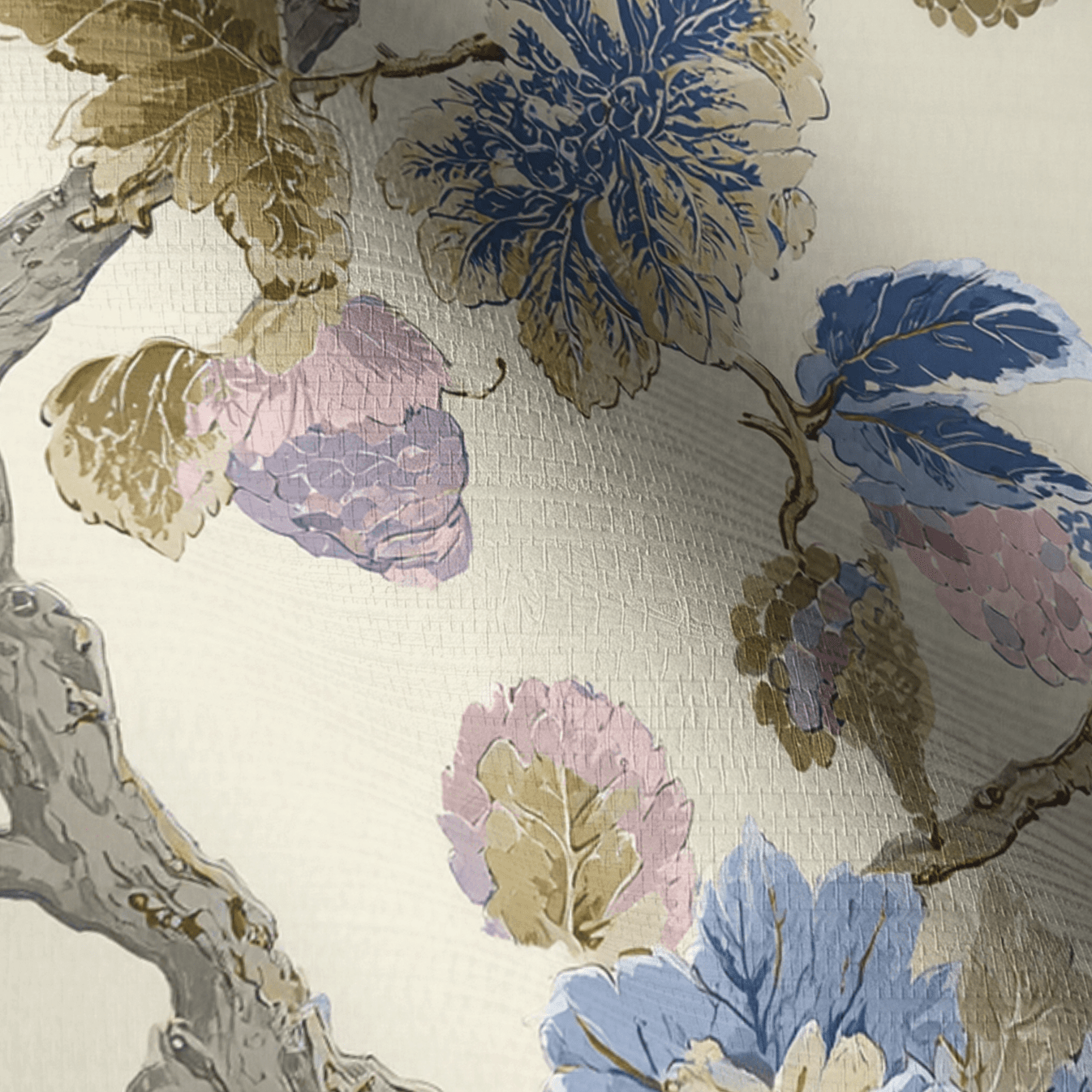 Blackberry & Bloom Faux Grasscloth Wallpaper - Lemon Park