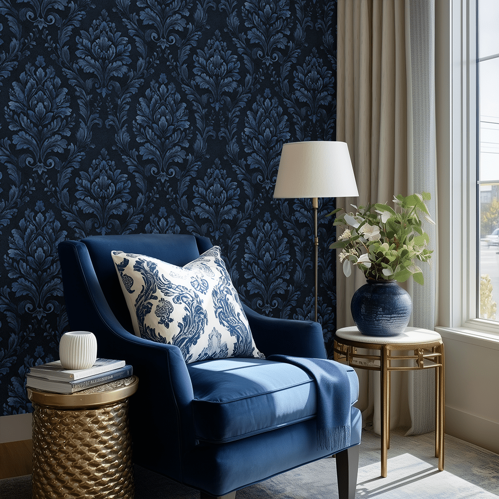 Blackthorne Damask Wallpaper - Benton Lane Home - Benton Lane