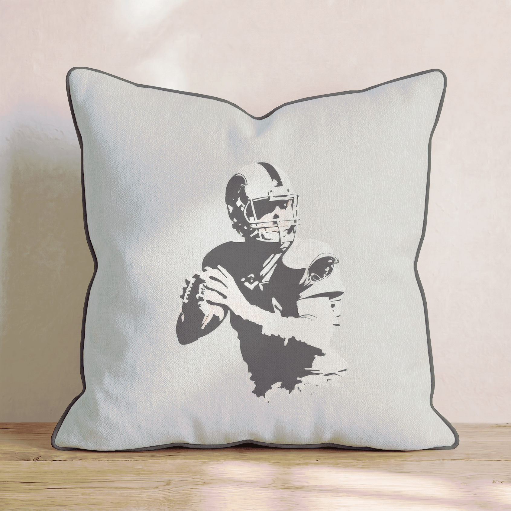 Black&White Football Player Throw Pillow - Benton Lane Home - Hillcroft Home