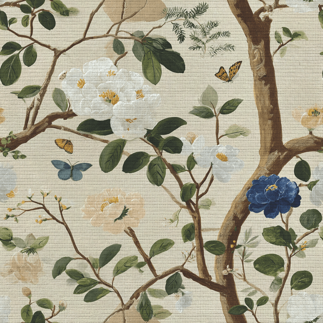 Bloomed Faux Grasscloth Wallpaper - Lemon Park