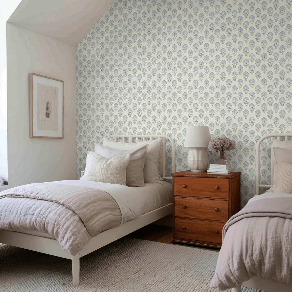 Blooming Blues Wallpaper - Painted Paper