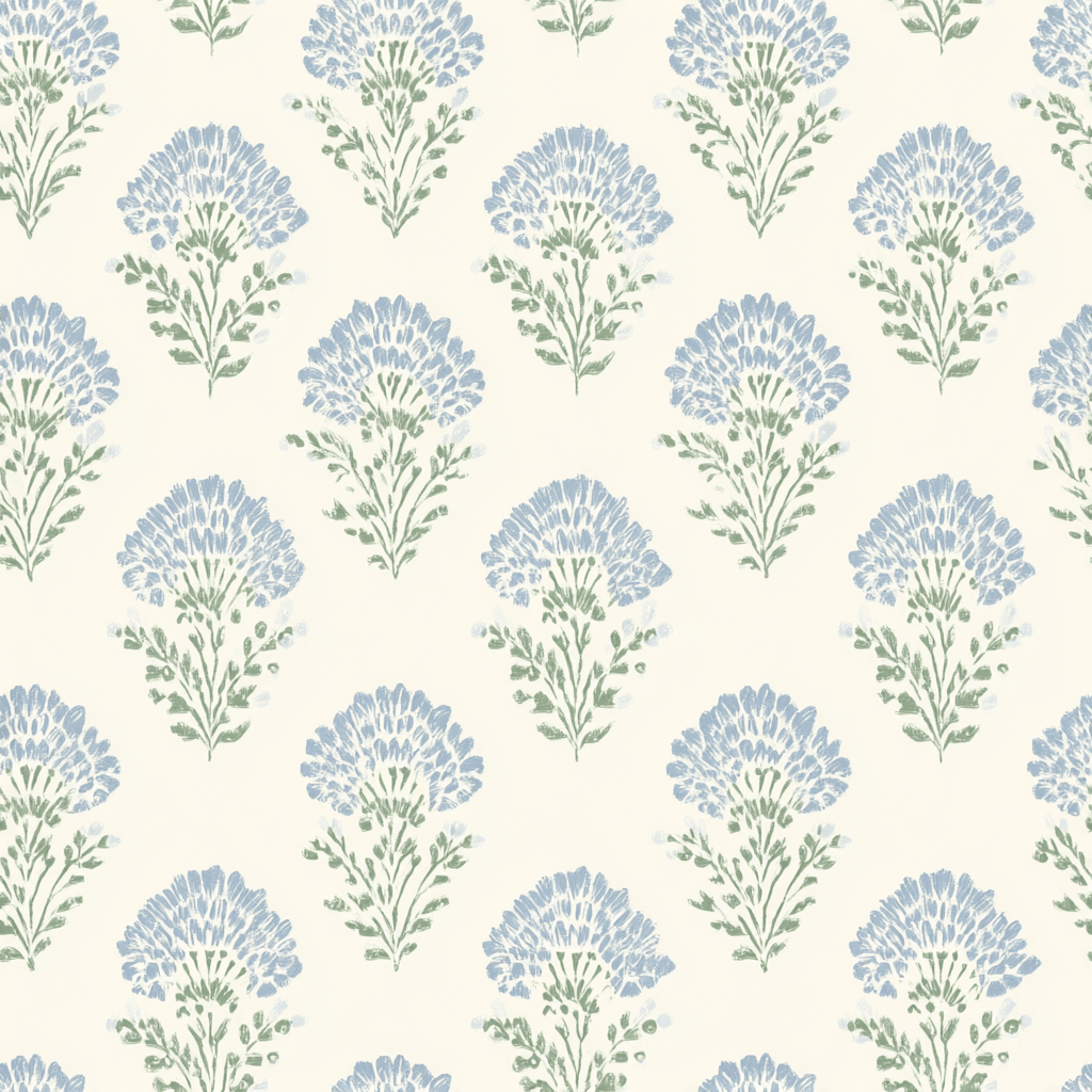 Blooming Blues Wallpaper - Painted Paper