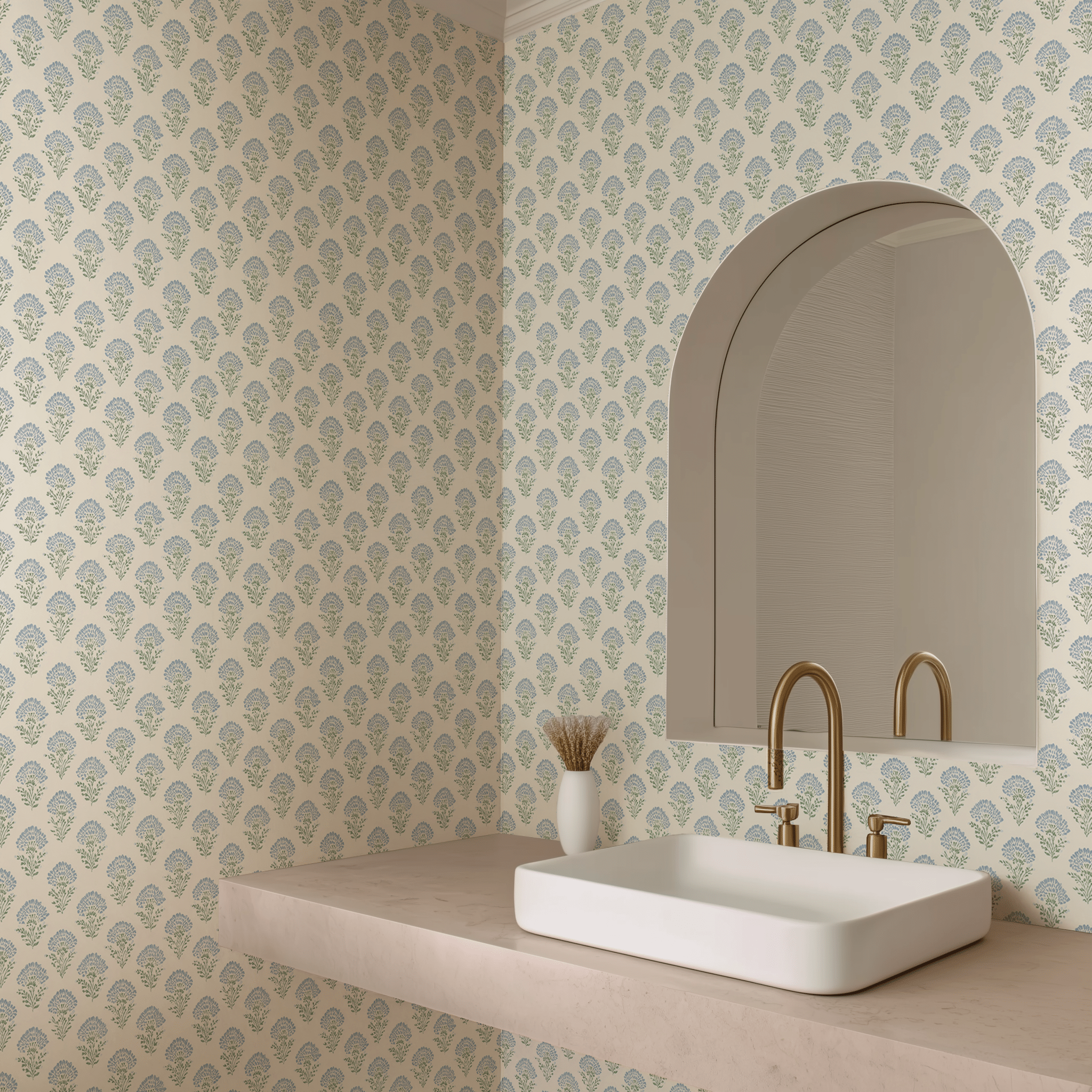 Blooming Blues Wallpaper - Painted Paper