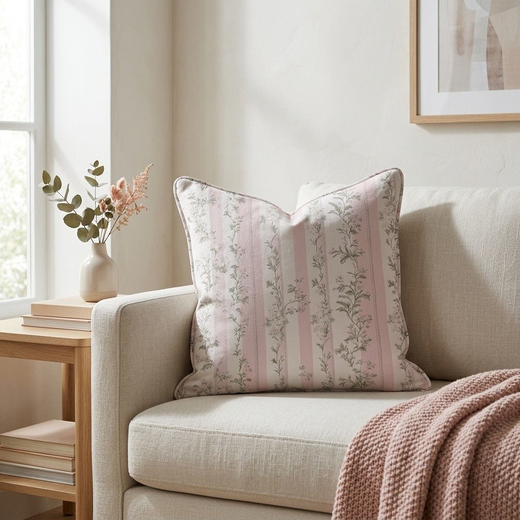 Blooming Stripes Throw Pillow - Benton Lane Home - Lemon Park