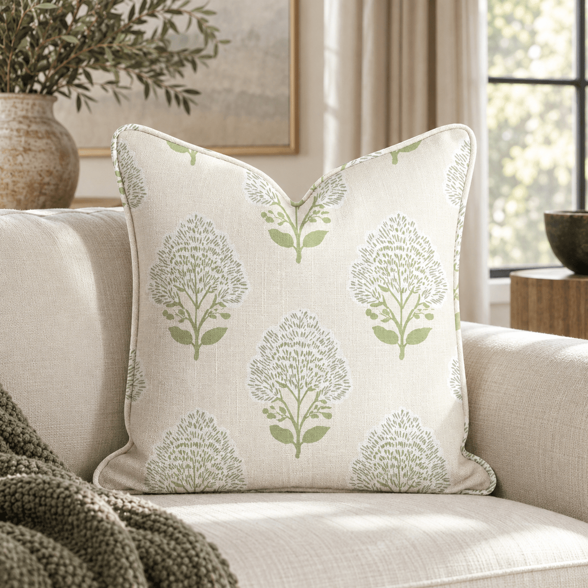 Blue Bell Damask Throw Pillow - Benton Lane Home - Hillcroft Home