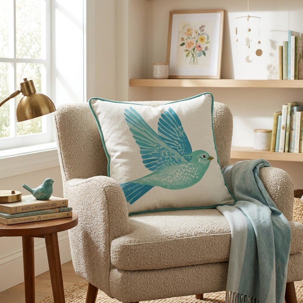 Blue Bird Throw Pillow - Benton Lane Home - Hillcroft Home