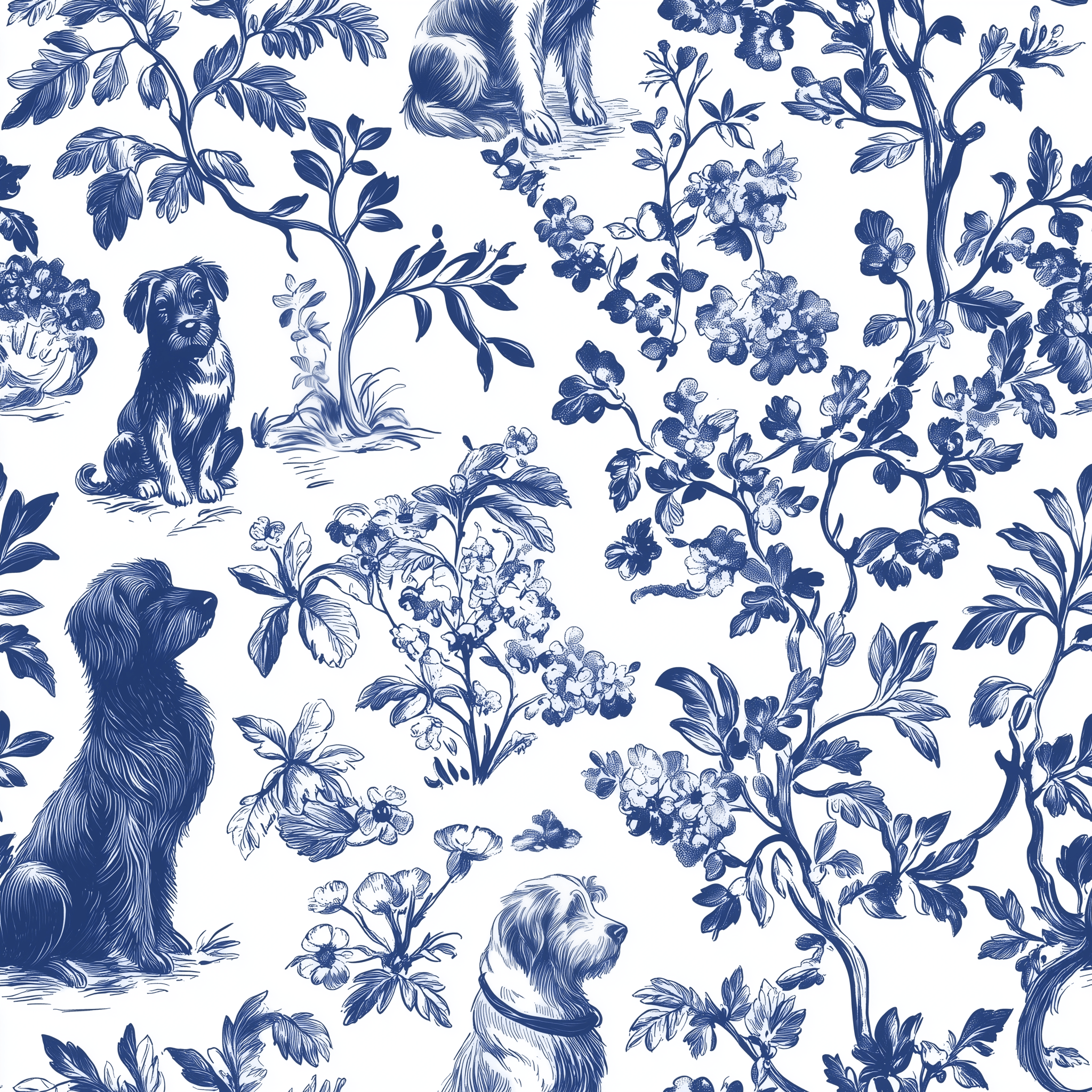 Blue & Bone Toile Wallpaper - Benton Lane Home - Painted Paper