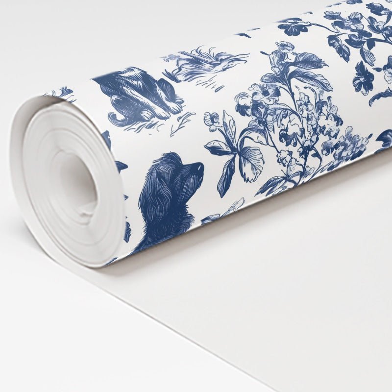 Blue & Bone Toile Wallpaper - Benton Lane Home - Painted Paper
